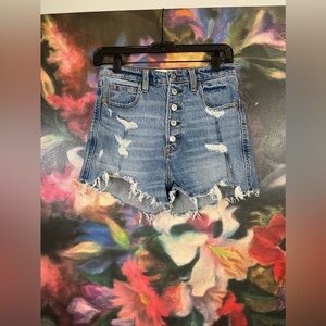 Abercrombie & Finch Ultra high rise mom shorts Button Front Distressed Size 26